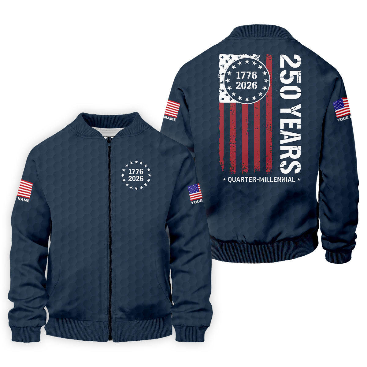 250 Years Quarter Millennnial Golf Ball Pattern Navy Patriotic Golf Shirt, 4th Of July Golf Shirts For Men