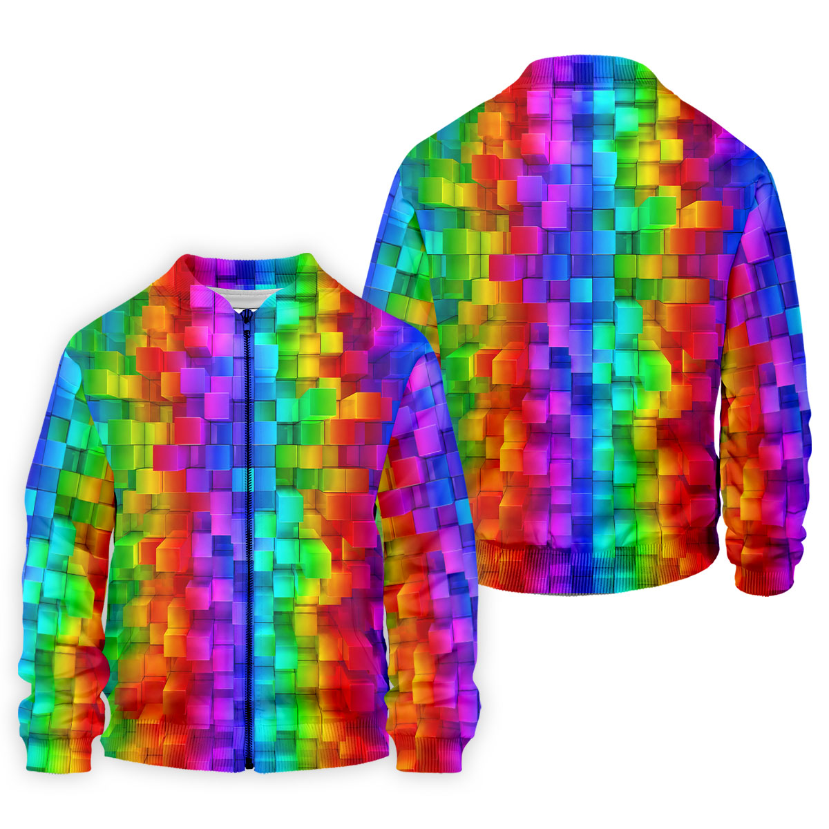 Rainbow Cube 3D Effect LGBT Support Golf Tops For Men, Gay Pride Month Celebrate Golf Shirts For Men