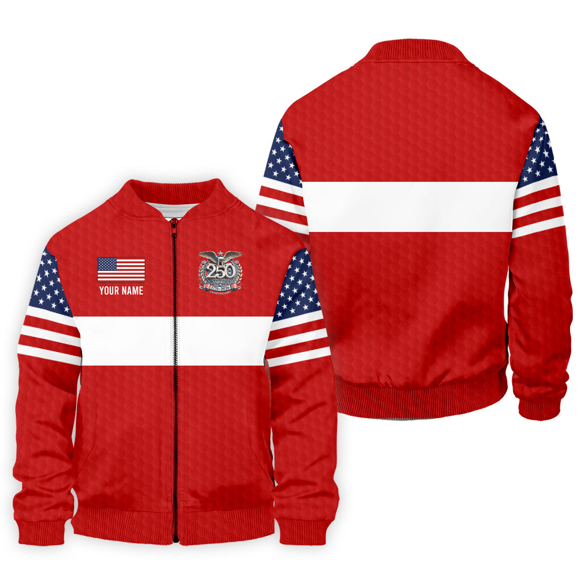 250 Years Red White Blue Stars And Stripes Golf Shirt, Patriotic 4th Of July Golf Shirts For Men