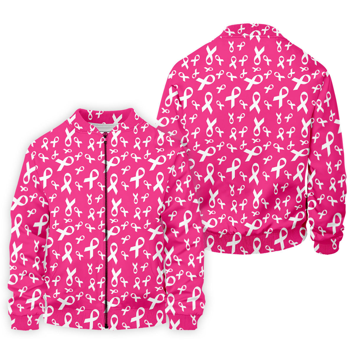 Hot Pink Breast Cancer Awareness Ribbon Polo Shirt, Mens Golf Polo, Printed Golf Shirts