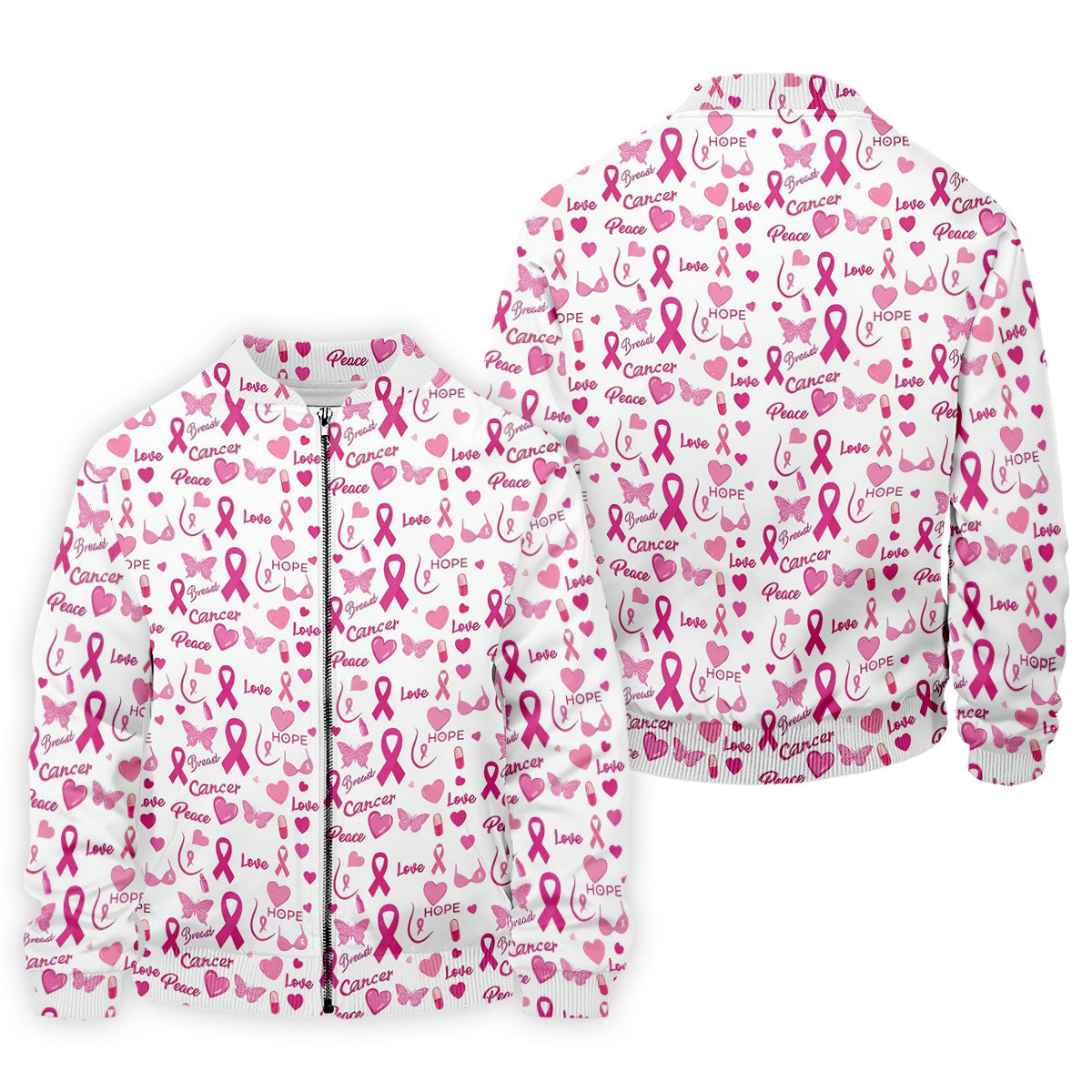 Love Hope Peace Butterfly Breast Cancer Polo Shirt, Mens Golf Polo, Printed Golf Shirts
