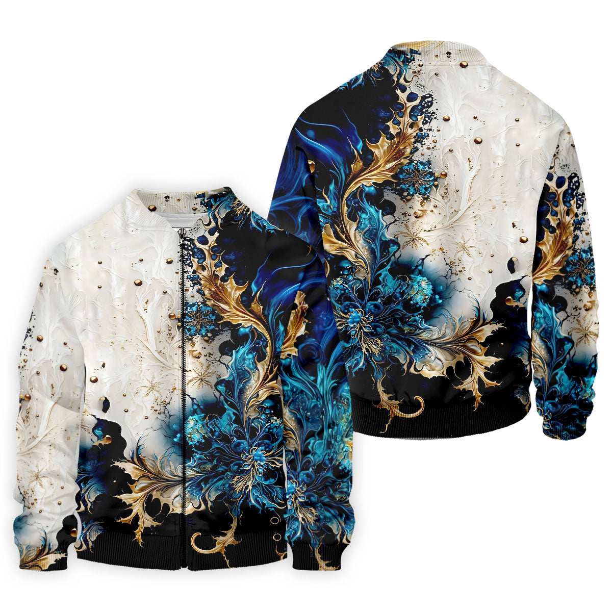 Metallic Flower Fractal Art Hawaiian Golf Shirt, Retro Golf Shirt, Polo Shirts For Men