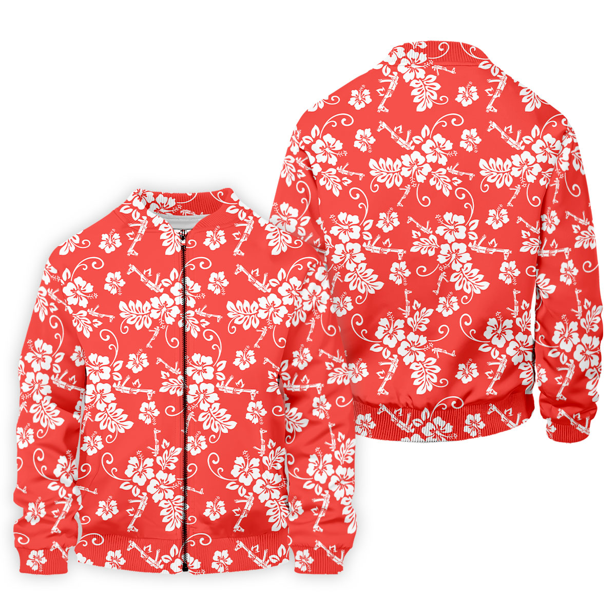 Tropical Flower Red Golf Shirt, Hawaiian Golf Shirt, Polo Shirts For Men, Golf Shirts For Men