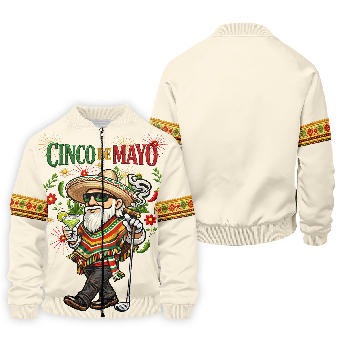 Margarita Man Cinco De Mayo Celebration Beige Golf Shirt, Fiesta Theme Golf Shirts For Men