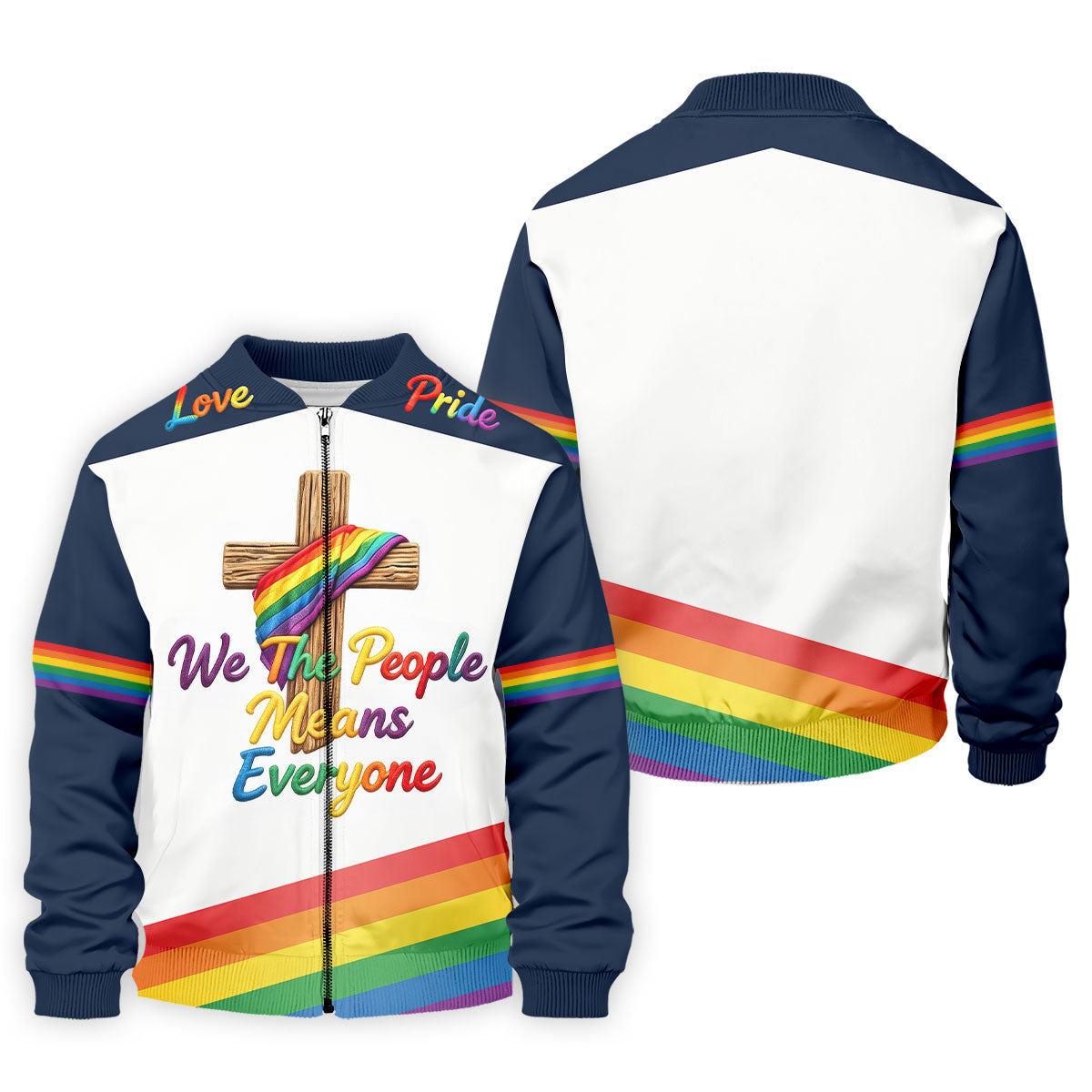 We The People Means Everyone Faith Cross LGBT Support Golf Tops For Men, Golf Shirts For Men