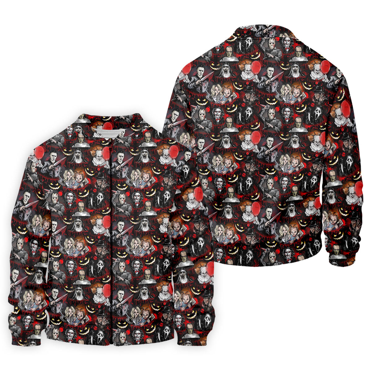 Horror Character Halloween Pattern Golf Polo Shirt, Mens Golf Shirts, Hawaiian Golf Shirt