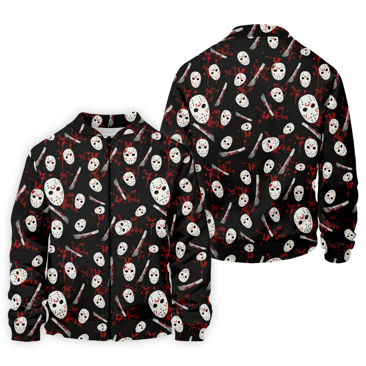 Hockey Mask Blood Pattern Halloween Golf Polo Shirt, Mens Golf Shirts, Printed Golf Shirts