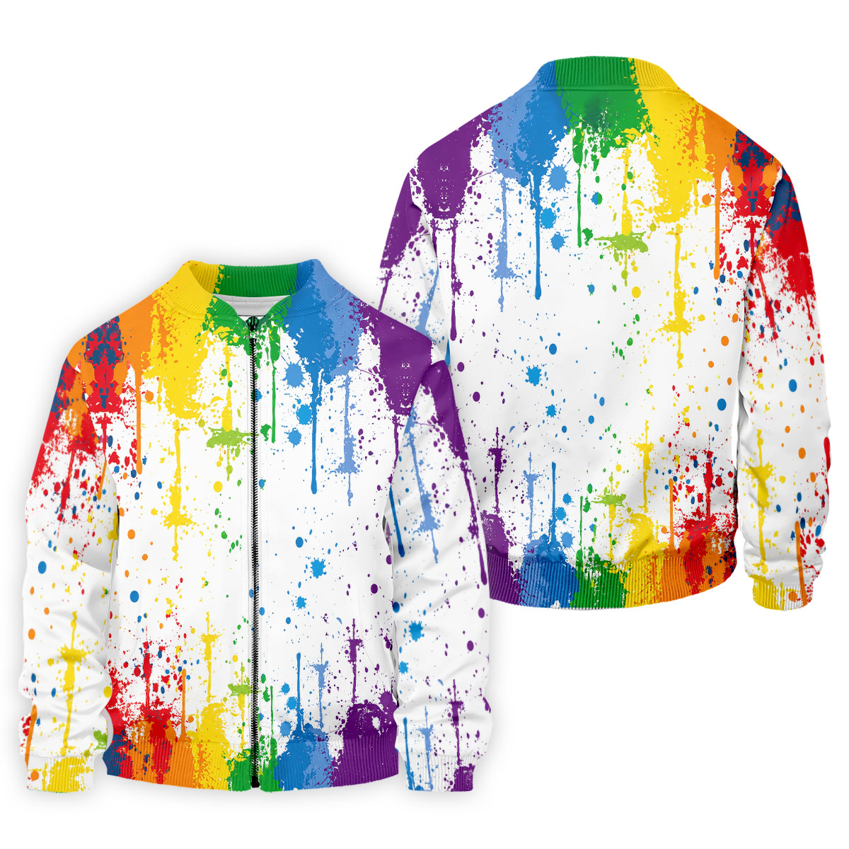 Rainbow Paint Splatter LGBT Support Golf Tops For Men, Pride Month Golf Shirts For Men