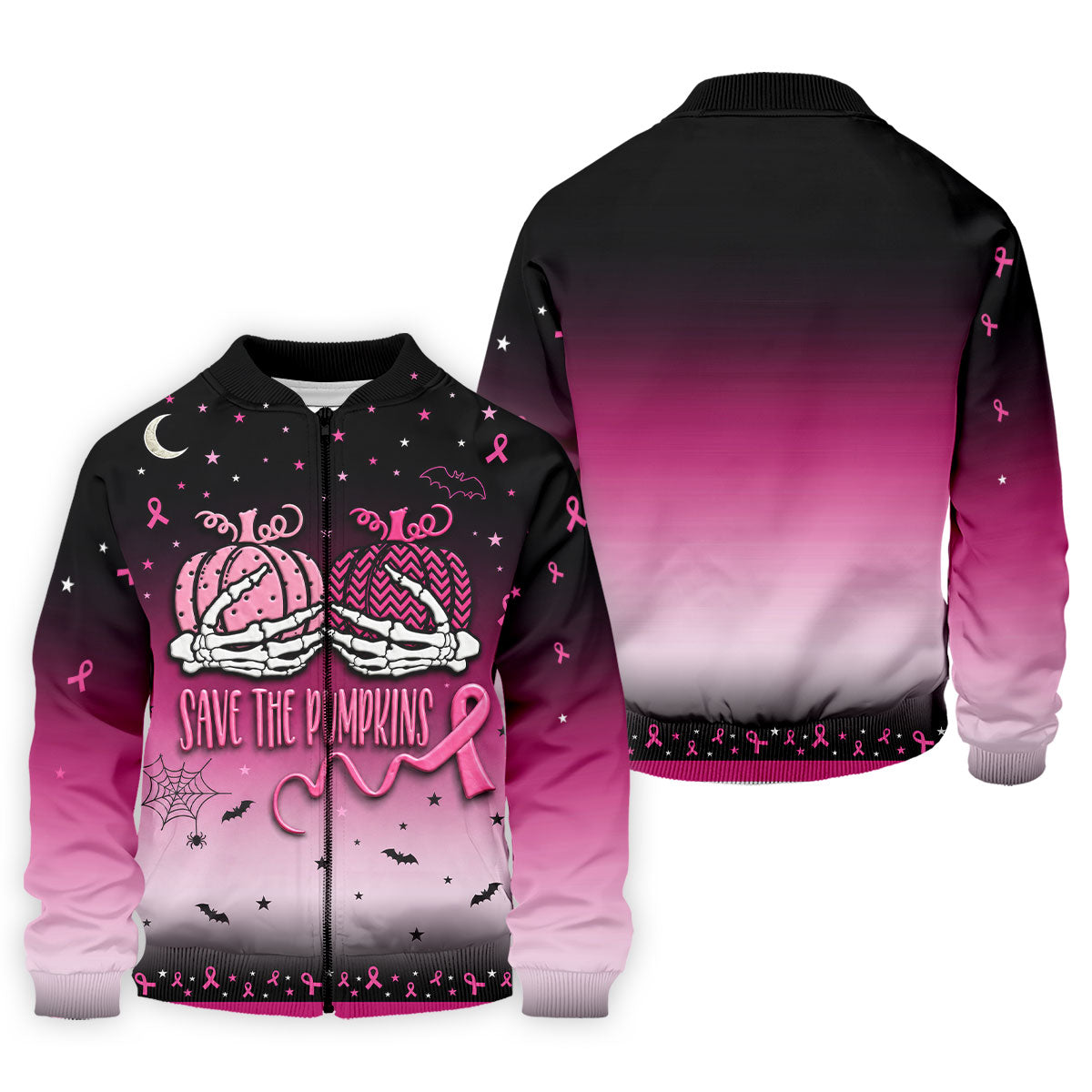 Save The Pumpkins Halloween Breast Cancer Golf Polo Shirt, Golf Apparel For Men