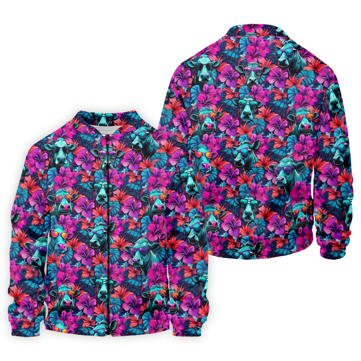 Funny Cow Wearing Sunglasses Tropical Golf Polo Shirt, Hawaiian Golf Shirt, Golf Shirts For Men