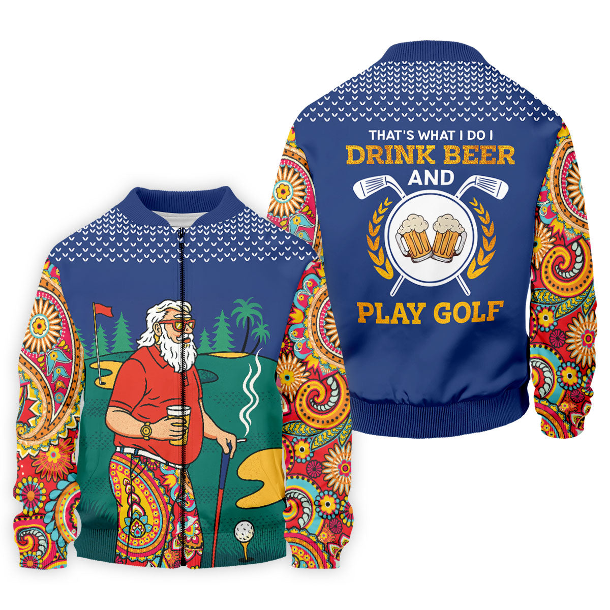 Funny Bearded Golfer With Paisley Pants Golf Polo Shirt, Printed Golf Shirts, Golf Apparel For Men