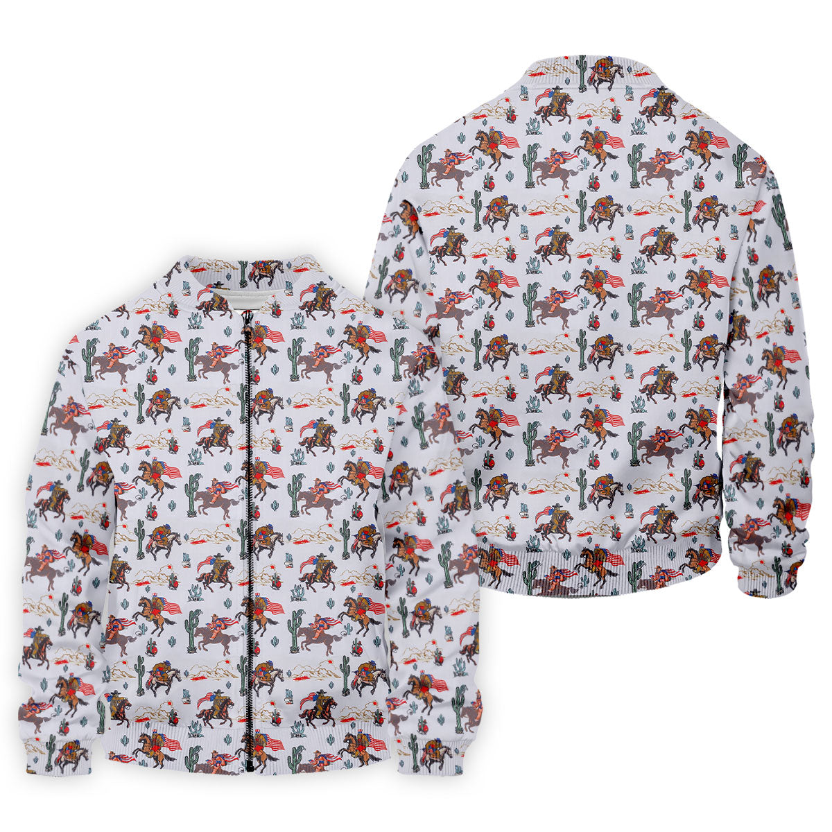 Patriotic Cowboy Horse Pattern Golf Polo Shirt, Men's Golf Polo, Hawaiian Golf Shirt
