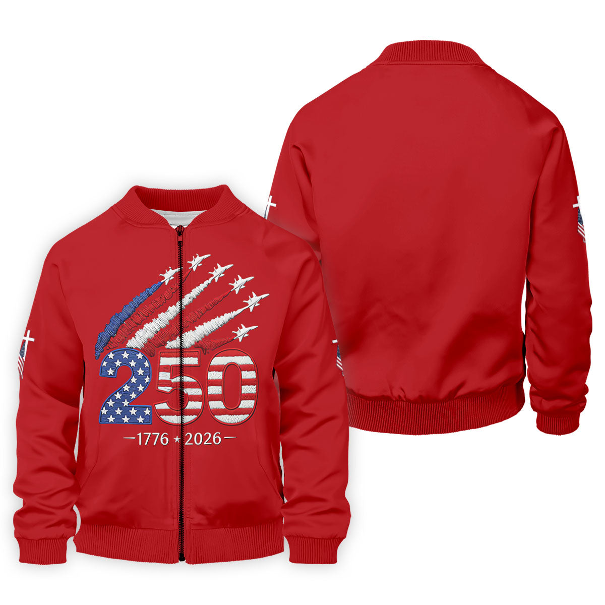 Flying Fighter Jets Faith Cross Patriotic 4th Of July Red Golf Shirt, 250 Years Golf Shirts For Men
