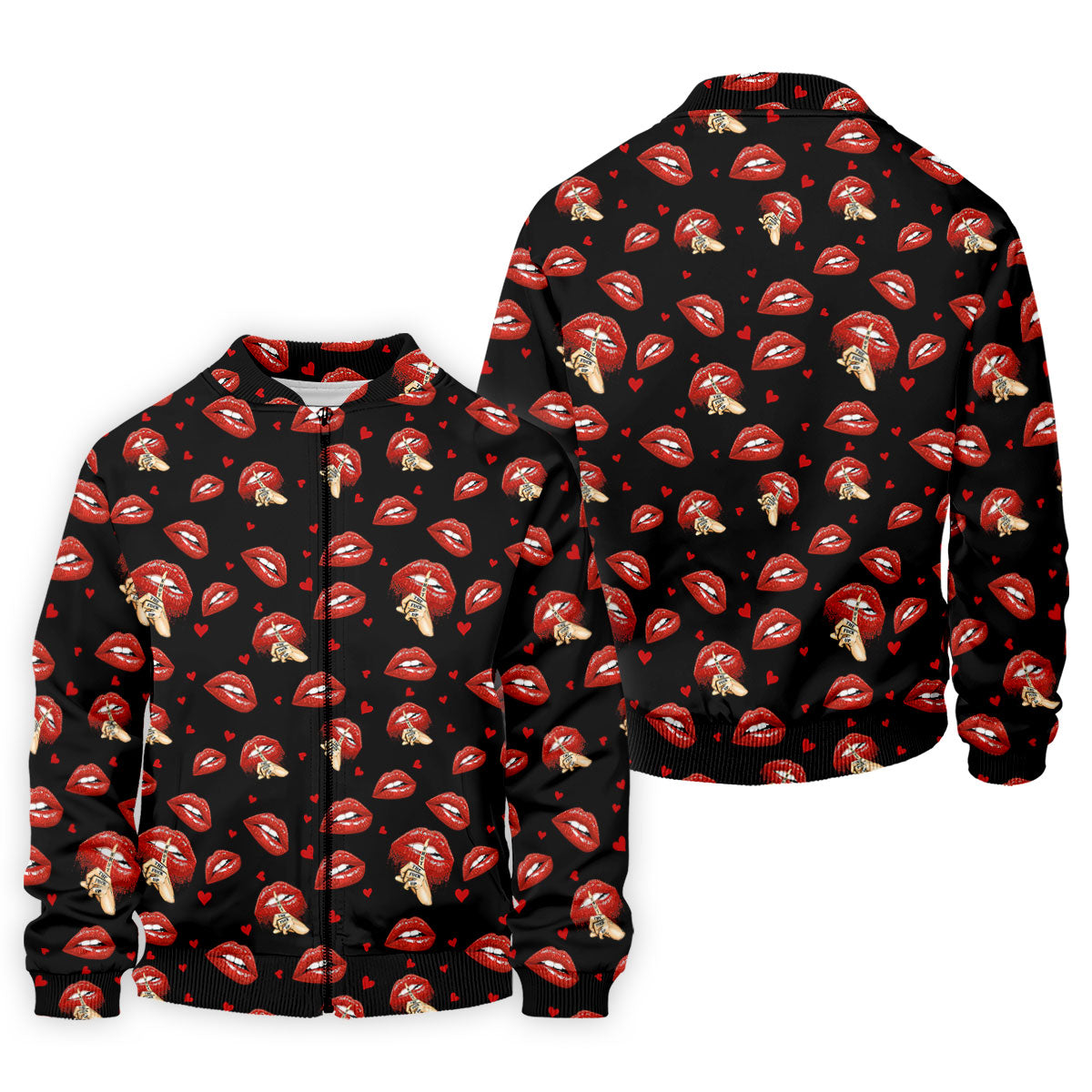 Sassy Red Lips Golf Shirt, Funny Valentine Pattern Design, Men's Golf Polo