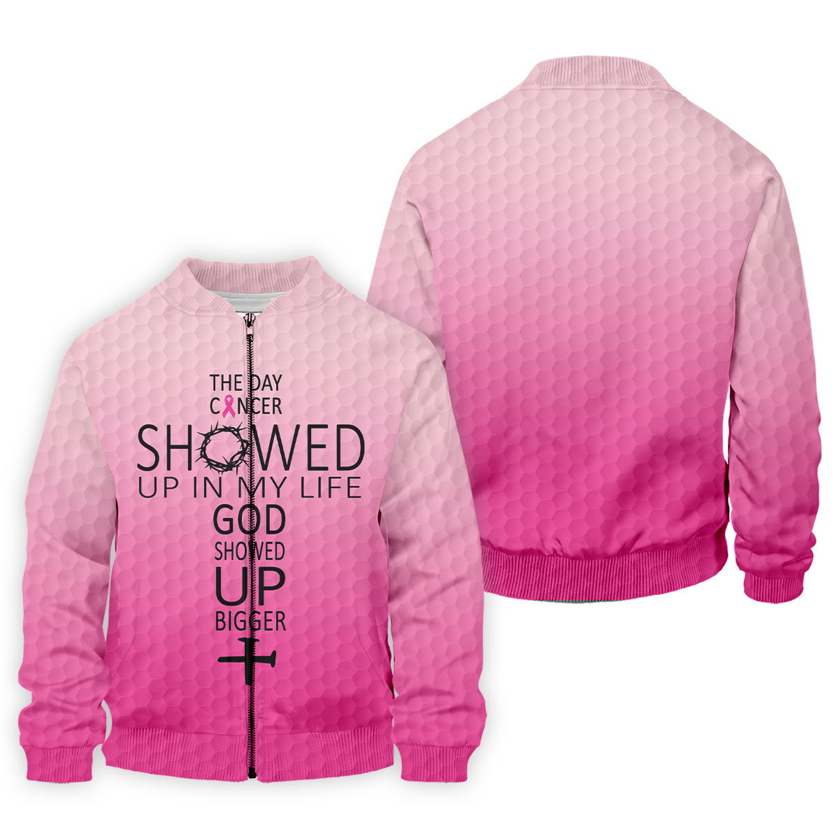 Cancer Showed Up God Showed Up Bigger Breast Cancer Polo Shirt, Mens Golf Shirts
