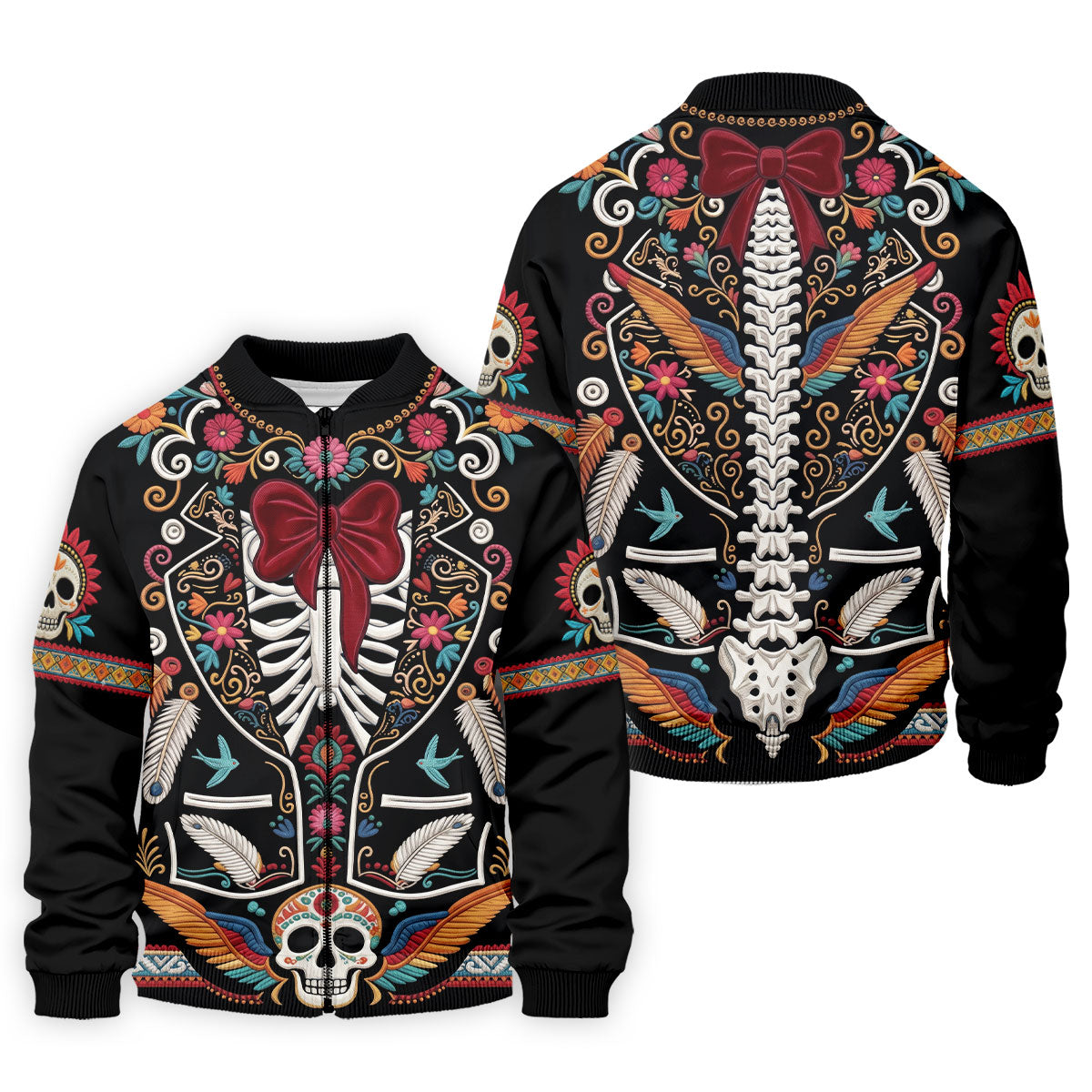 Skeleton With Flower Cinco De Mayo Celebration Golf Tops For Men, Fiesta Theme Golf Shirts For Men