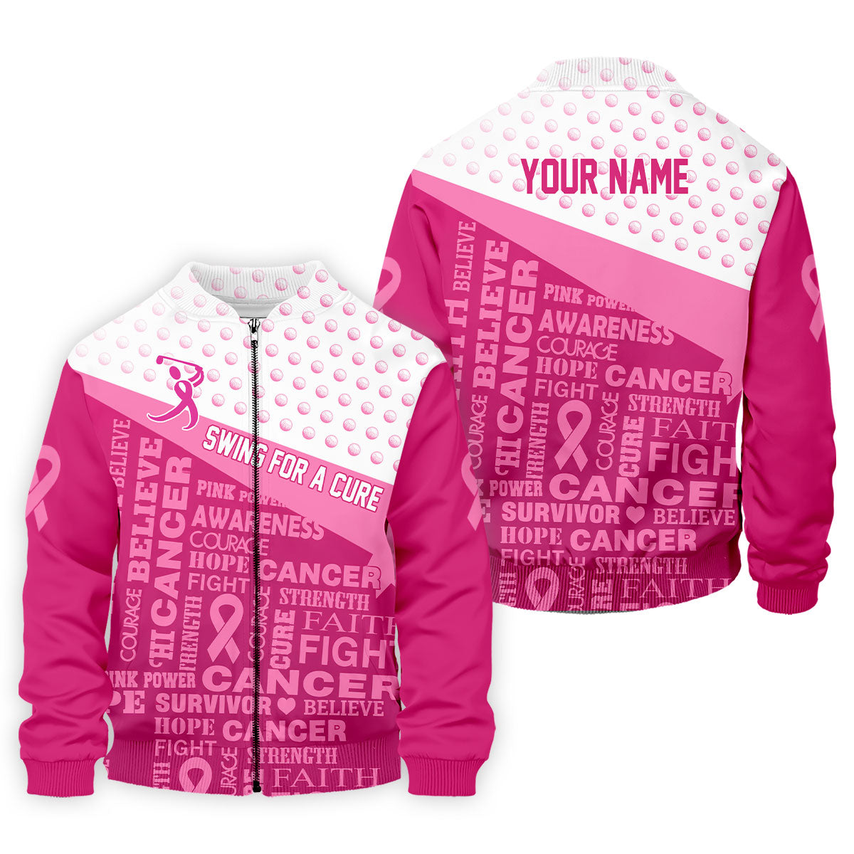 Custom Swing For A Cure Breast Cancer Polo Shirt, Golf Shirts For Men, Printed Golf Shirts