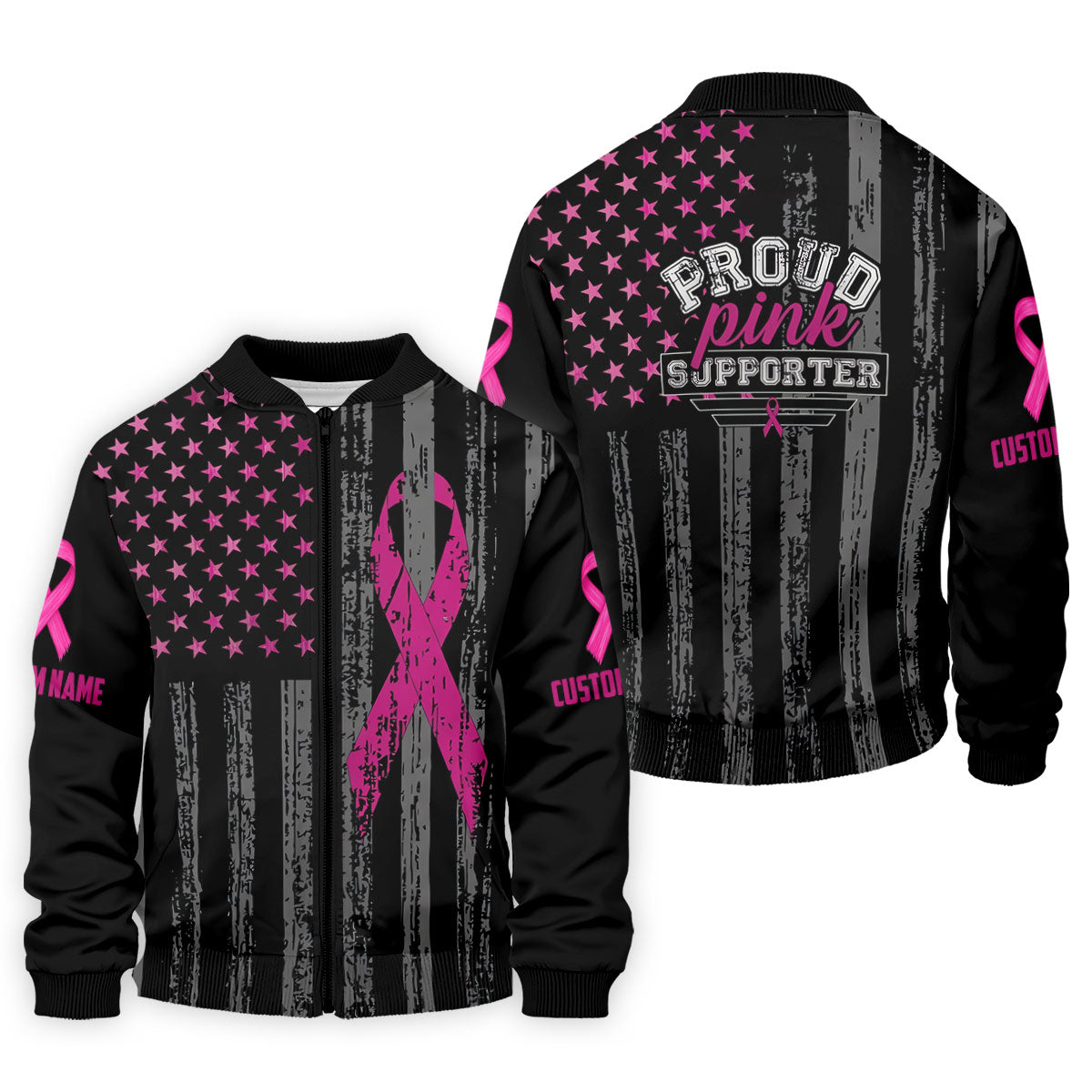 Custom Proud Pink Supporter Breast Cancer Men Polo Shirt, Mens Golf Polo, Awareness Golf Shirts