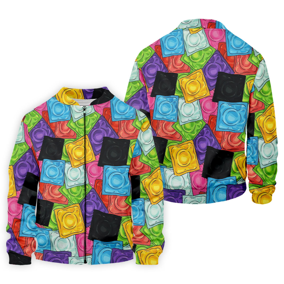 Funny Condom Wrapper Pattern Golf Polo Shirt, Men's Golf Shirts, Novelty Golf Apparel For Men