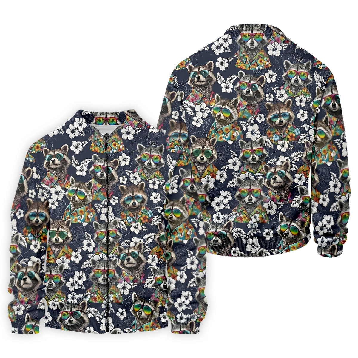 Raccoon Sunglasses Floral Tropical Hawaiian Shirt, Shirt For Men, Tropical Button Up Shirt