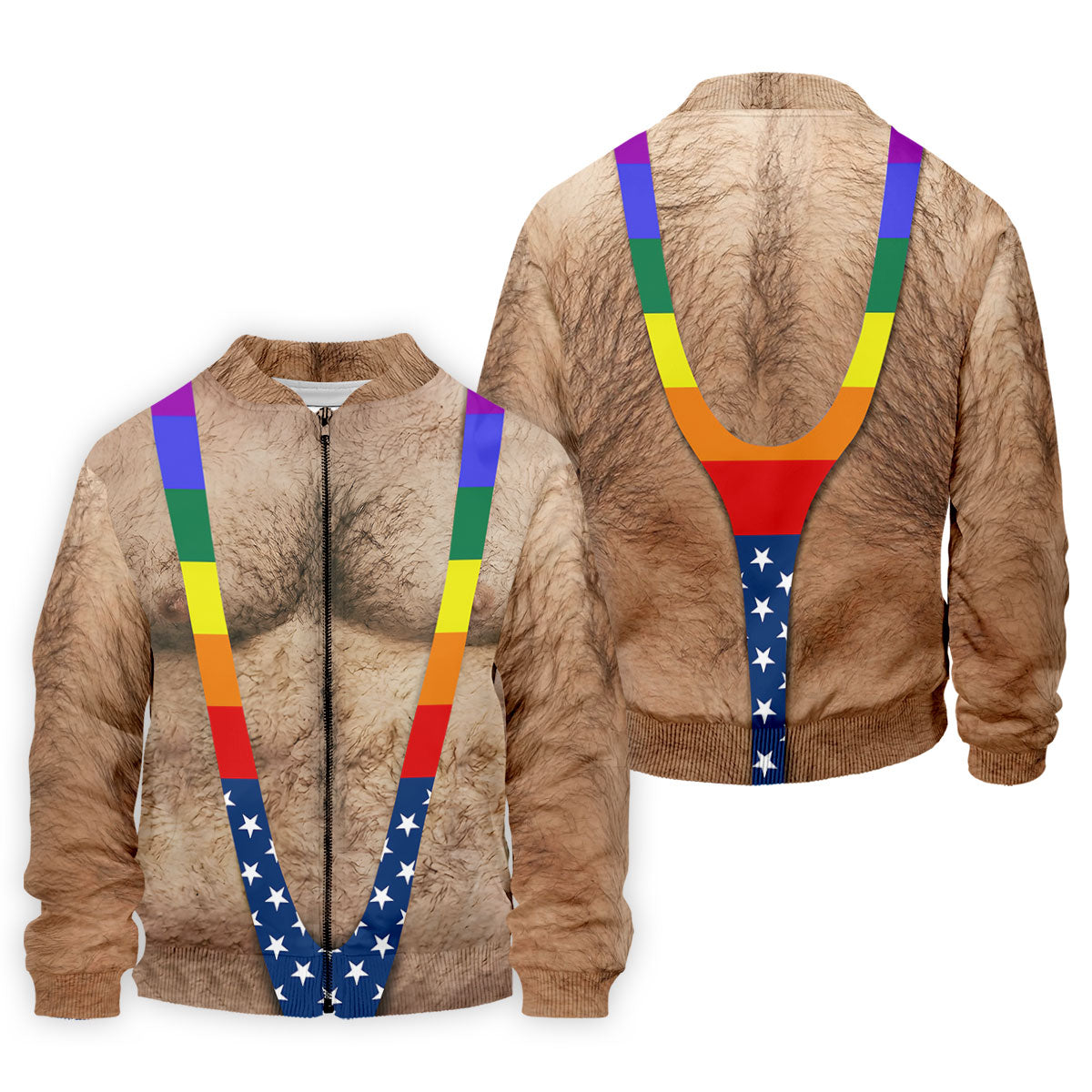 Funny Hairy Chest Rainbow Suspenders Golf Polo, Golf Shirts For Men, Mens Golf Apparel