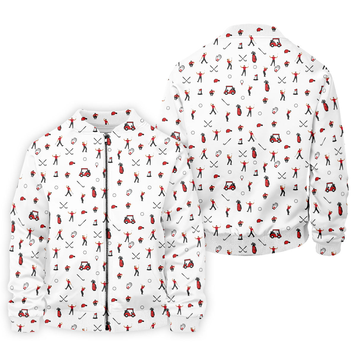 Golf Player Pattern Polo Shirt, Golf Polo Shirts For Men, Printed Golf Shirts