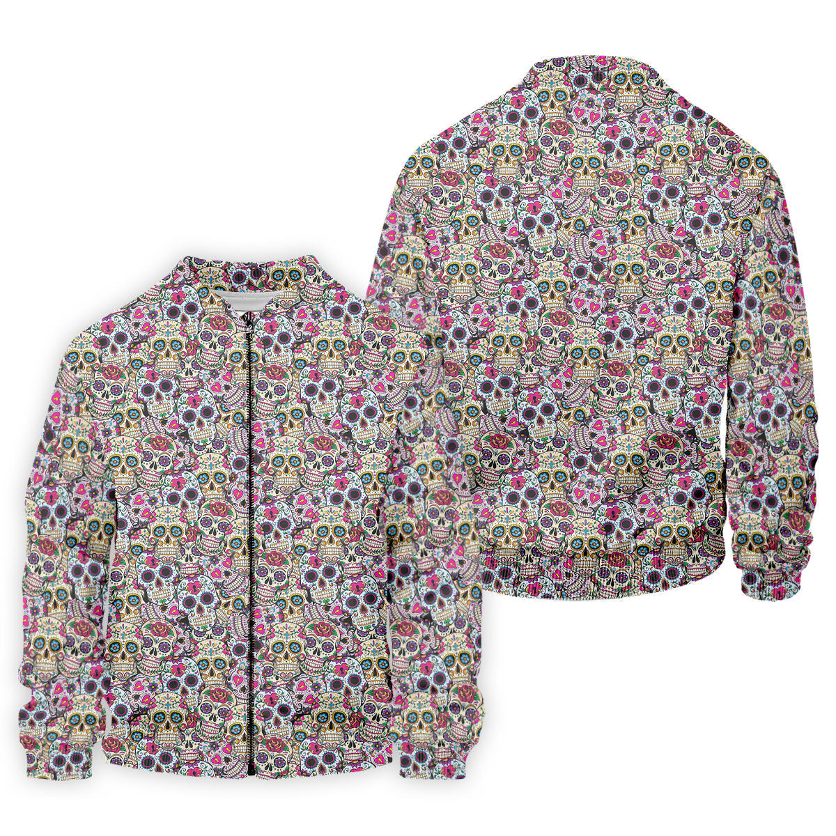 Colorful Sugar Skull Floral Golf Polo Shirt, Hawaiian Golf Shirt, Golf Polo Shirts For Men