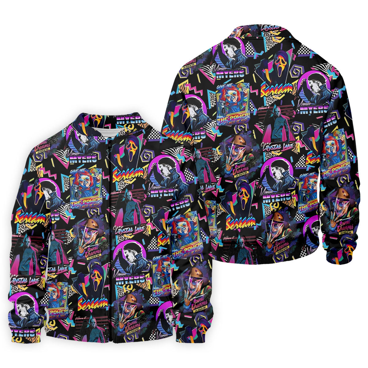 Retro Halloween Horror Character Hawaiian Golf Shirt, Men's Golf Shirt, Golf Polo Shirts For Men