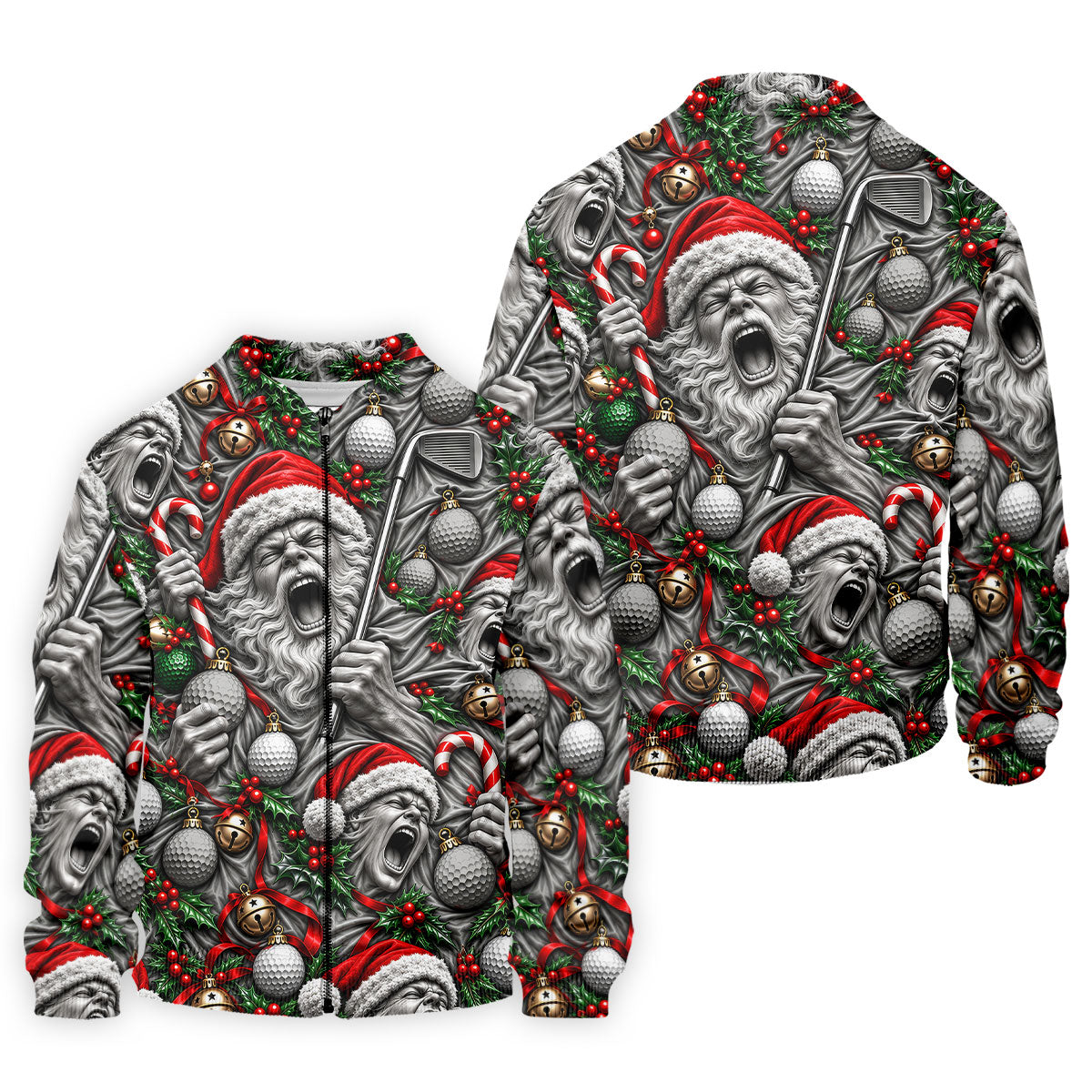 Screaming Santa Faces Christmas Golf Shirt, Mens Golf Polo, Golf Shirts For Men