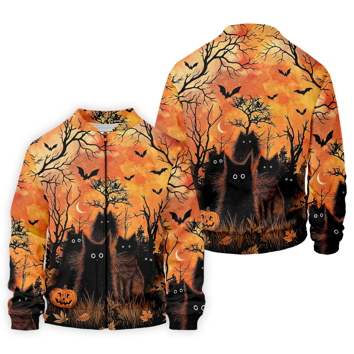 Spooky Black Cat Halloween Golf Polo Shirt, Men's Golf Shirts, Hawaiian Golf Shirt
