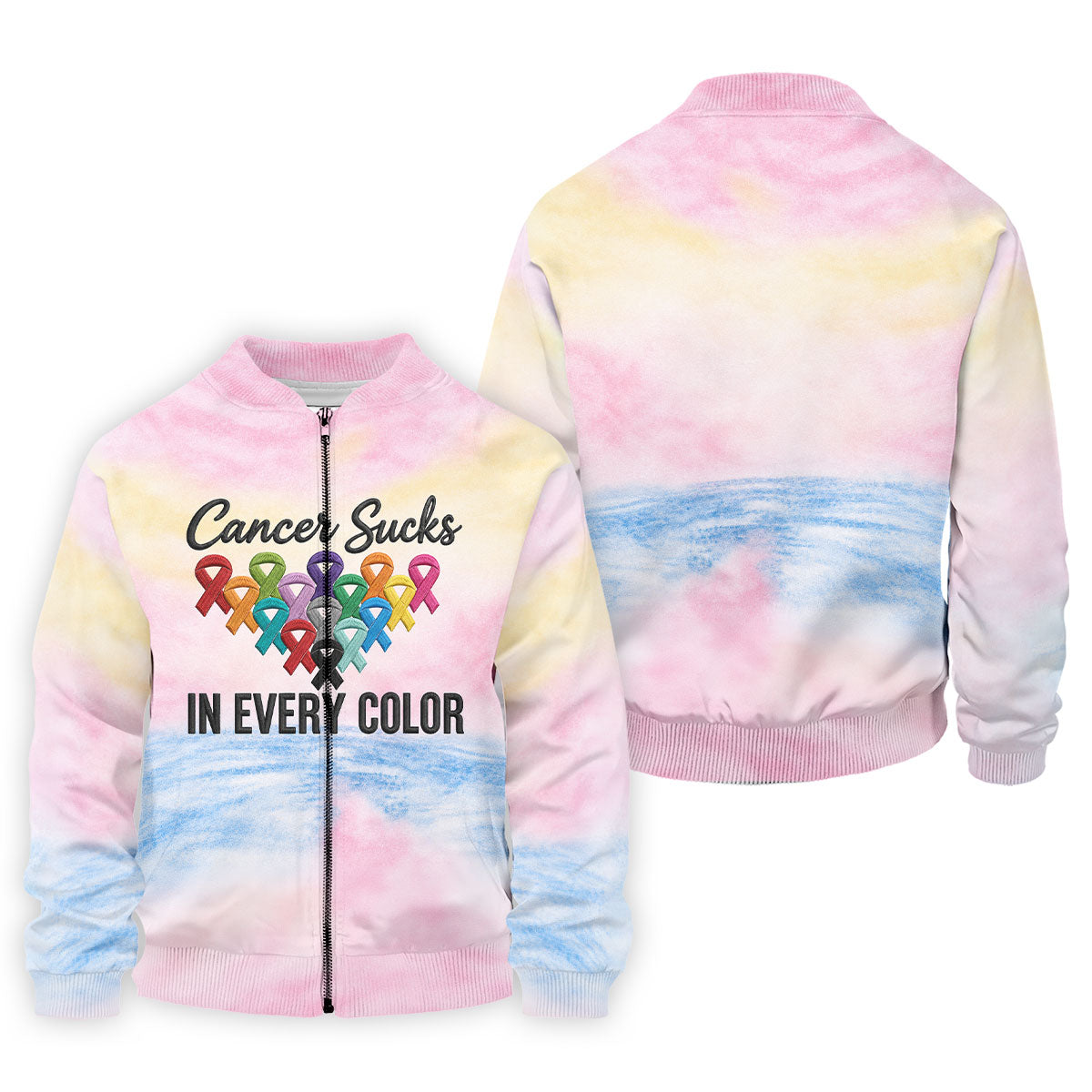 Cancer Sucks In Every Color Ribbon Polo Shirt, Mens Golf Polo, Printed Golf Shirts