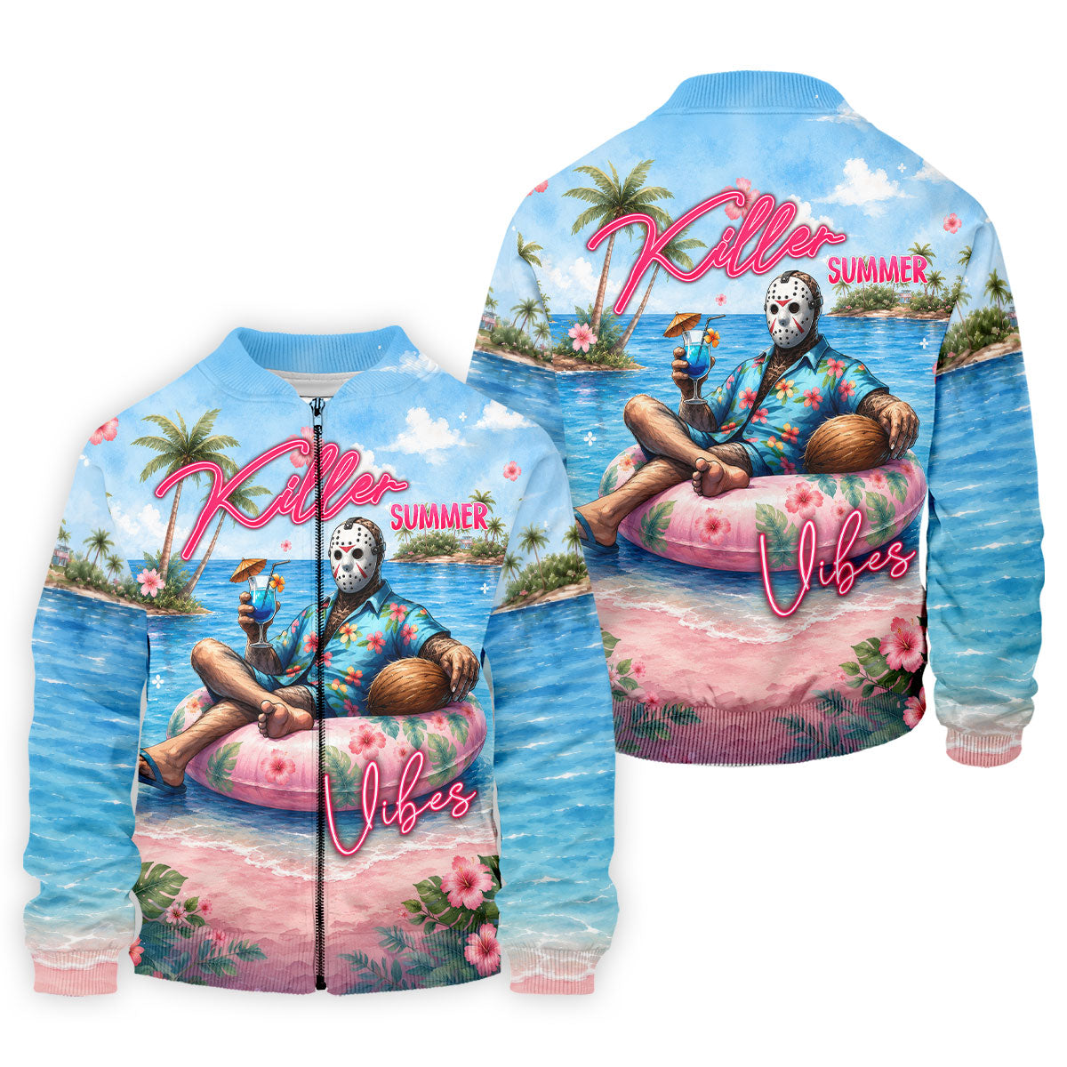 Killer Summer Vibes Mask Slasher Golf Polo Shirt, Mens Golf Polo, Printed Golf Shirts