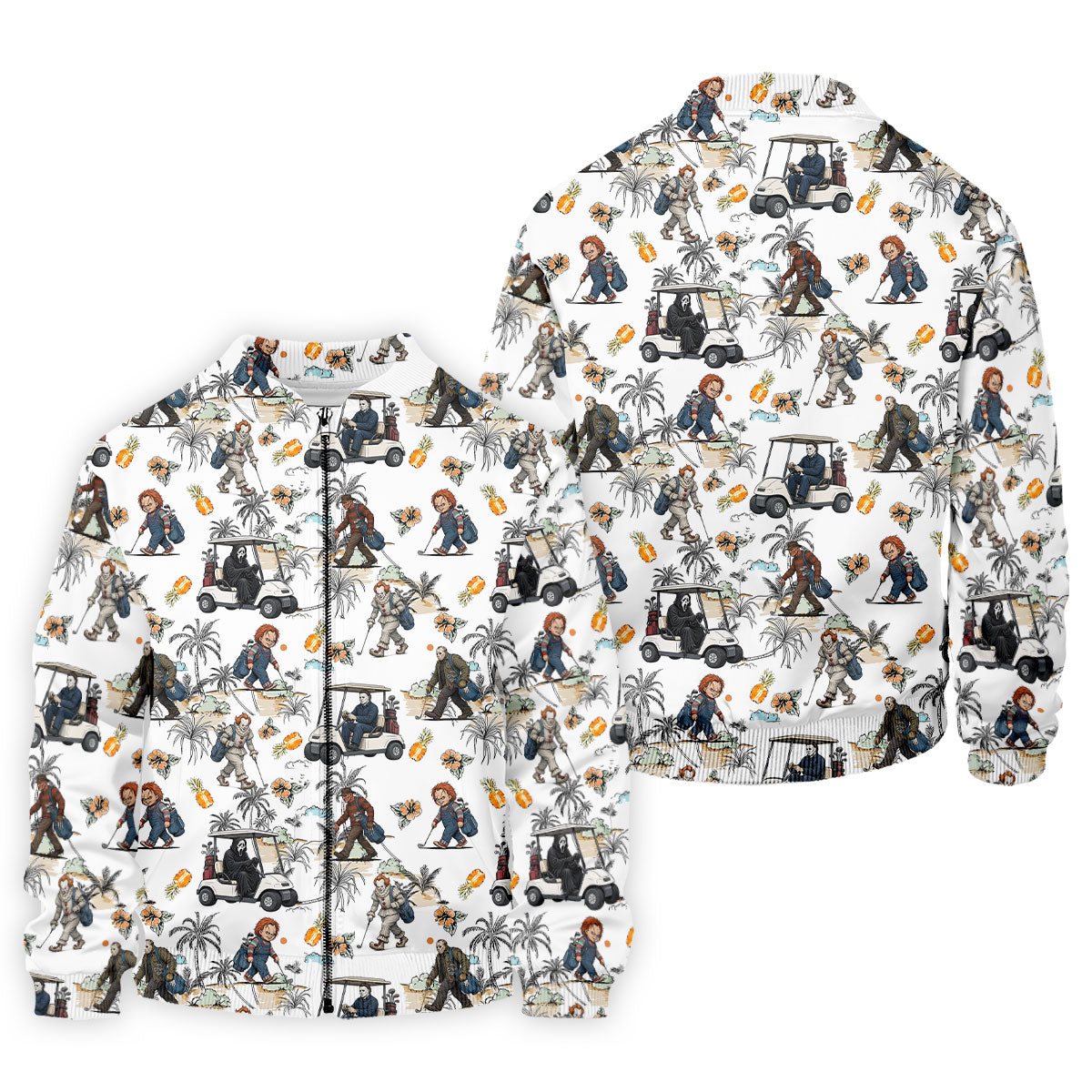 Golfing Horror Character Halloween Golf Shirt, Golf Polo Shirts For Men, Printed Golf Shirts