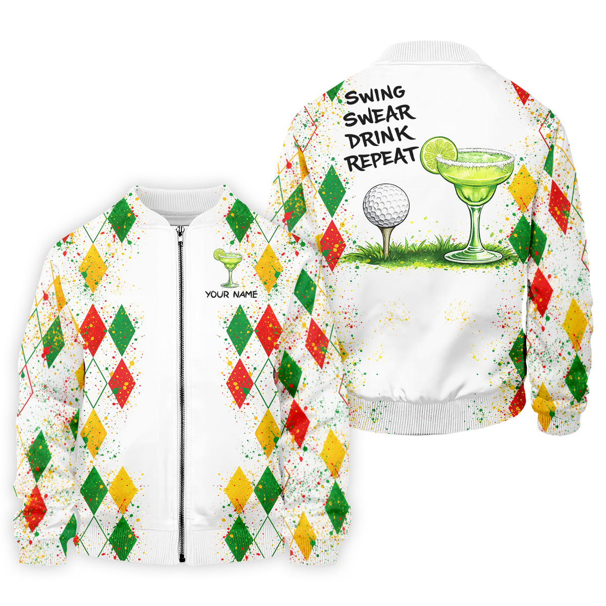 Swing Swear Drink Repeat Margarita Cocktail Cinco De Mayo Celebration Fiesta Themed Golf Shirts For Men