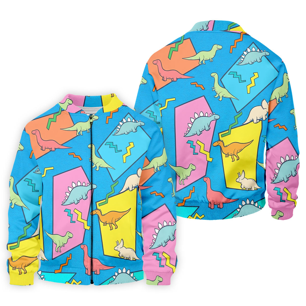Retro Colorful Dinosaur Pattern Golf Shirt, Men's Golf Shirt, Golf Apparel For Men