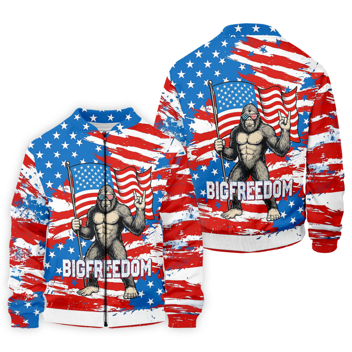 Bigfreedom Red White Blue Patriotic Bigfoot 4th Of July Golf Shirt, 250 Years Golf Shirts For Men
