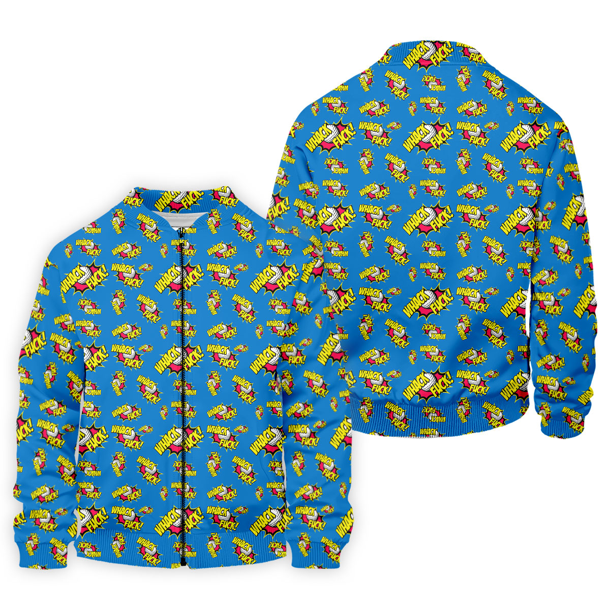 Whack Fuck Comic Golf Ball Pattern Golf Shirt, Men's Golf Shirt, Golf Apparel For Men