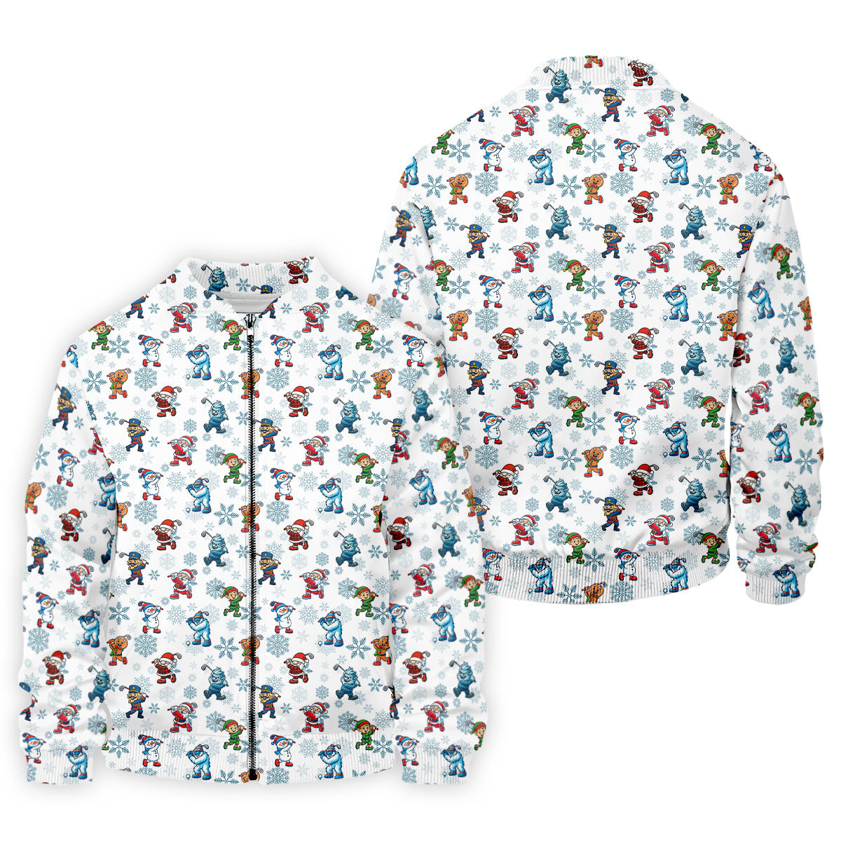 Christmas Characters Golf Pose Men's Funny Golf Shirts, Christmas Golf Shirt, Polo Shirts For Men