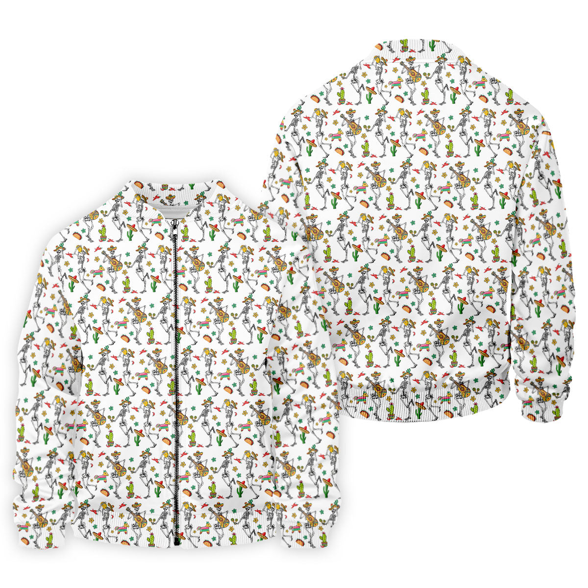 Dia De Muertos Skeletons Cinco De Mayo Celebration Fiesta Themed White Golf Shirts For Men