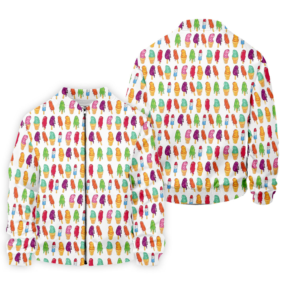 Colorful Ice Cream Pattern Golf Polo Shirt, Men's Golf Shirt, Golf Apparel For Men