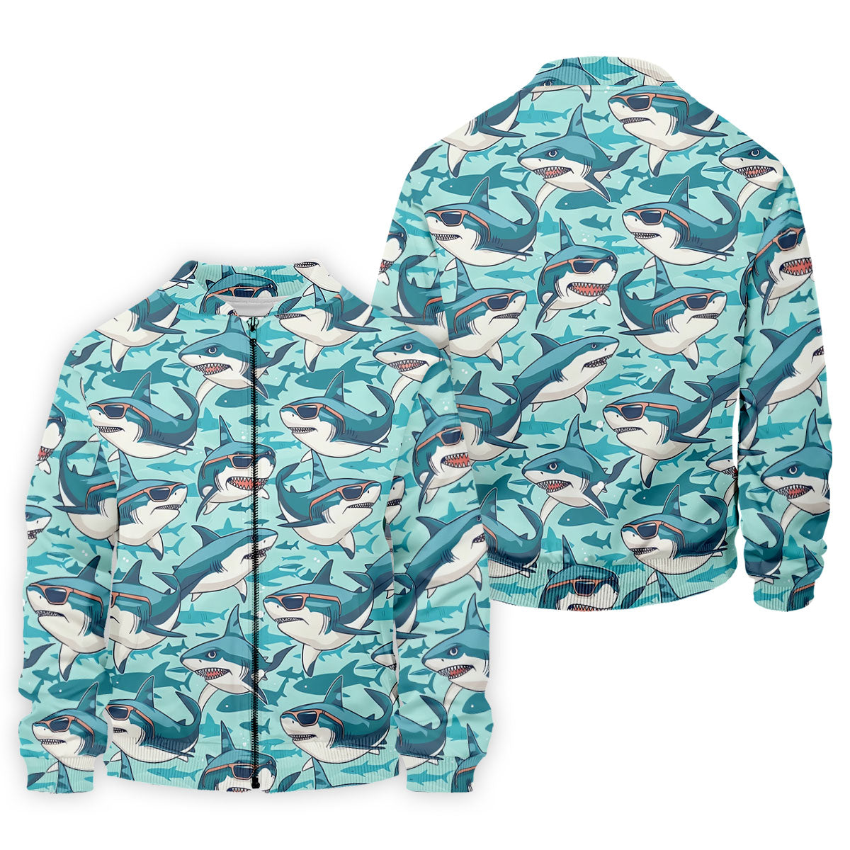 Animated Shark Hawaiian Golf Shirt, Men's Funny Golf Shirts, Golf Shirts For Men