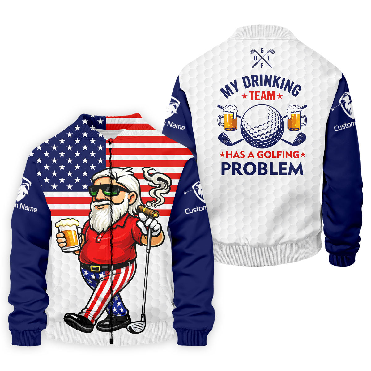 My Drinking Team Has A Golfing Problem Patriotic Man Golf And Beer 250 Years 4th Of July Golf Shirts For Men
