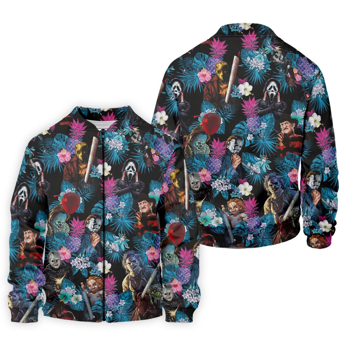 Tropical Horror Movie Villains Halloween Golf Polo Shirt, Hawaiian Golf Shirt, Mens Golf Apparel