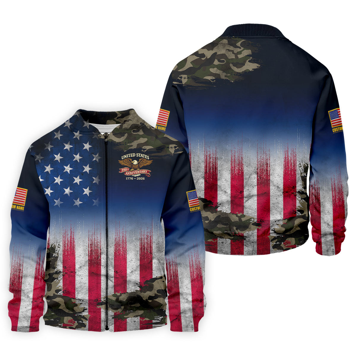 United States 250th Anniversary Camo Patriotic 4th Of July Golf Shirt, Distressed Flag Golf Shirts For Men