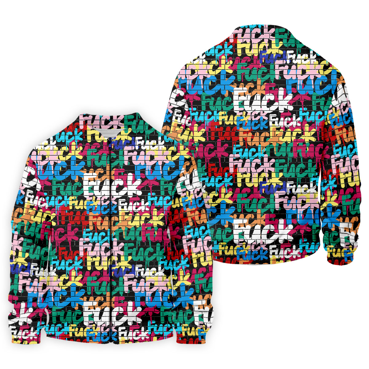 Bold Colorful Fuck Graffiti Typography Golf Shirt, Men's Golf Shirt, Golf Apparel For Men