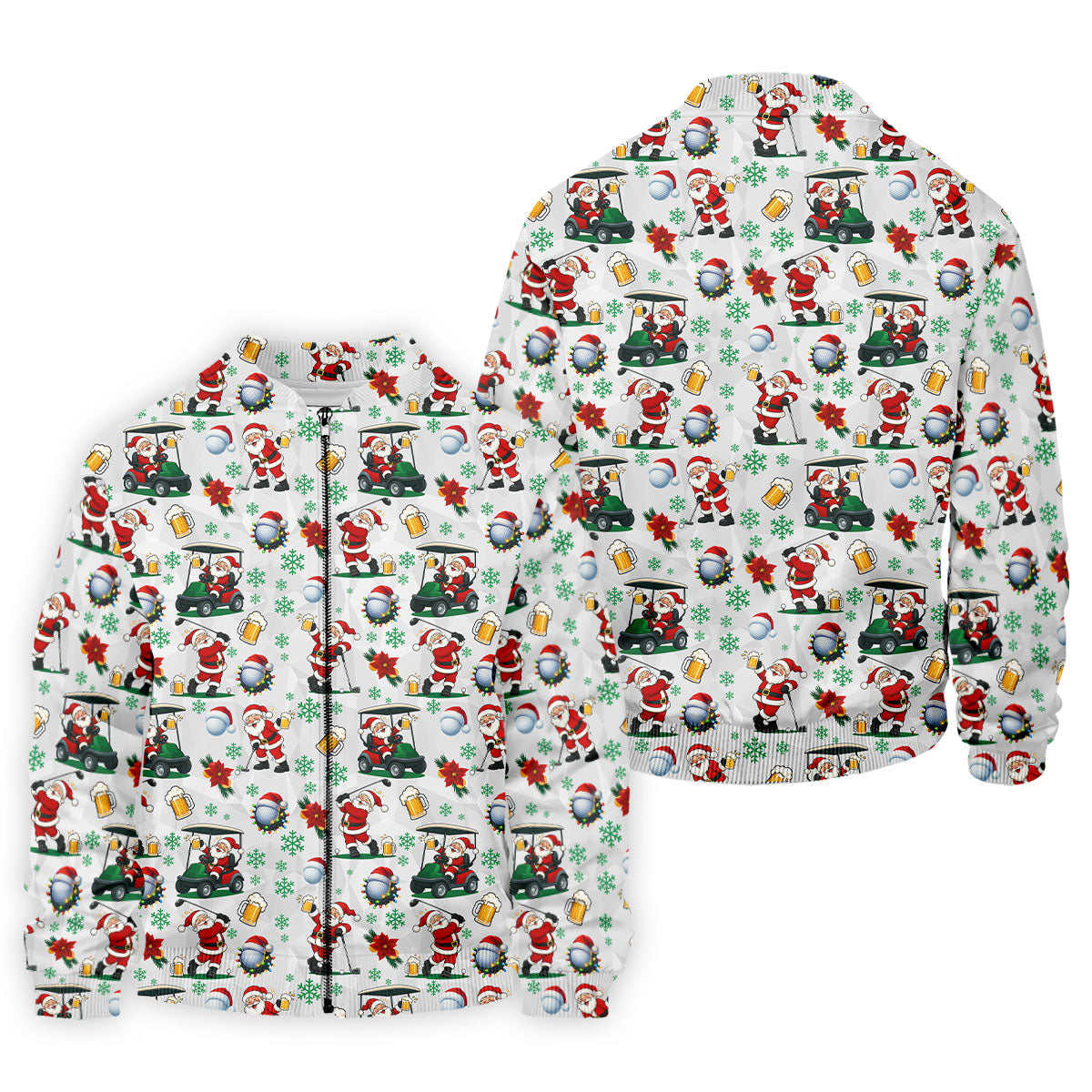 Santa Beer Christmas Golf Polo Shirt, Christmas Golf Shirt, Mens Golf Polo Shirt