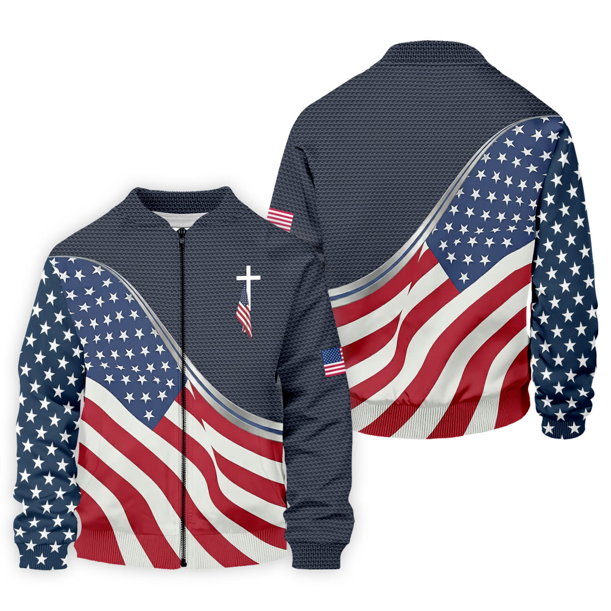 Christian American Flag Cross Golf Polo Shirt, Mens Golf Shirts, Golf Polo Shirts For Men