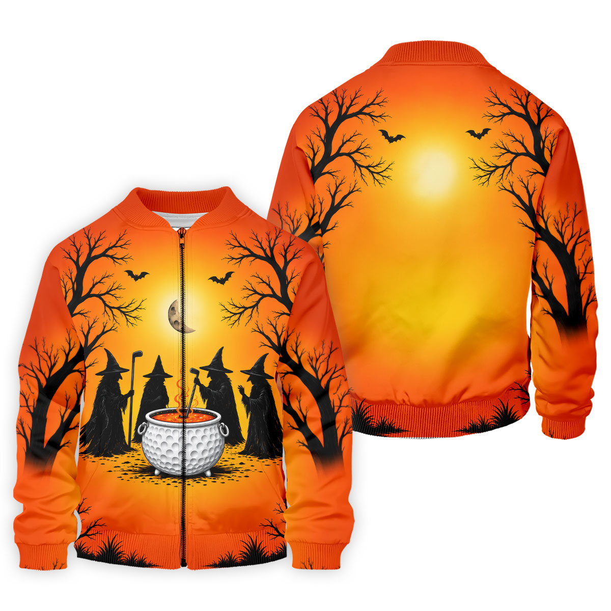 Witch Cauldron Halloween Golf Polo Shirt, Halloween Shirts For Men, Mens Golf Polo