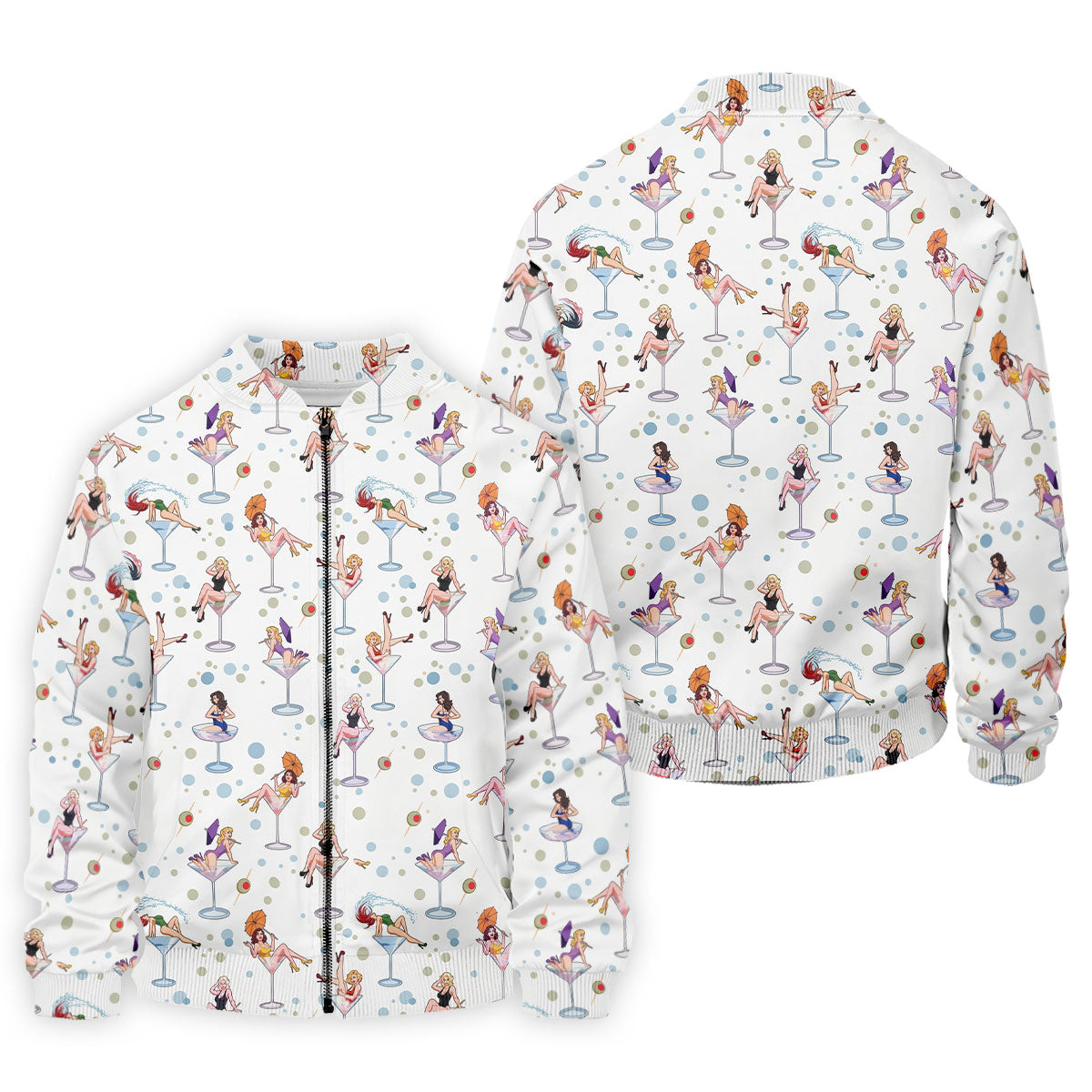 Retro Pin Up Martini Cocktail Hawaiian Golf Shirt, Golf Shirts For Men, Hawaiian Golf Shirt