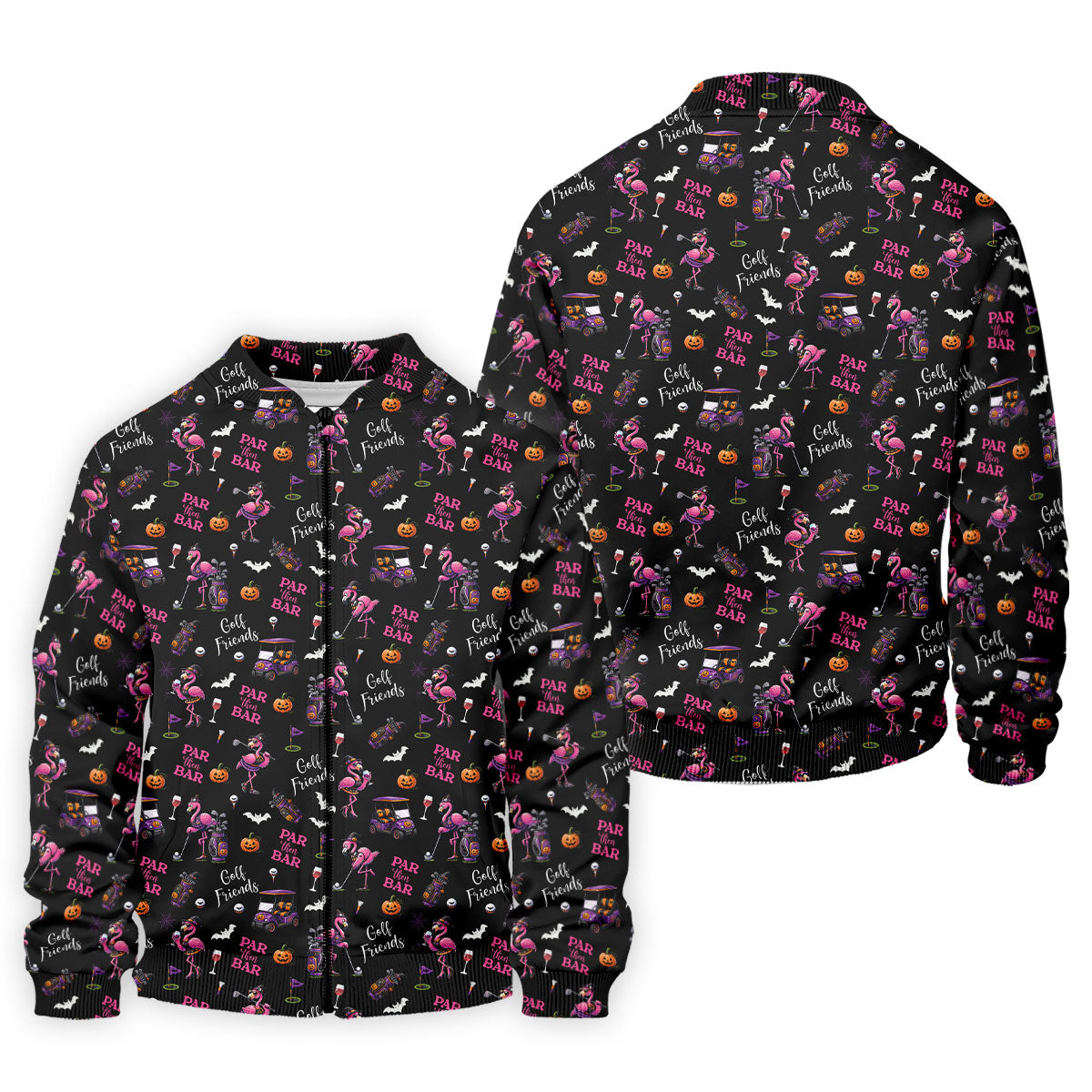 Black Par Then Bar Flamingo Halloween Shirt, Men's Golf Shirt, Hawaiian Golf Shirt